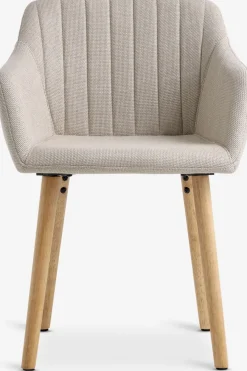 ADSLEVSilla de comedor ADSLEV tela beis/color roble natural