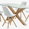 AGERBY + BLOKHUSMesa AGERBY L190 roble natural + 4 sillas BLOKHUS blanco