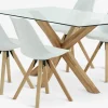 AGERBY + BLOKHUSMesa AGERBY L160 roble natural + 4 sillas BLOKHUS blanco