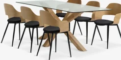 AGERBY + HVIDOVREMesa AGERBY L190 roble natural+4 sillas HVIDOVRE roble/negro