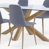 AGERBY + JONSTRUPMesa AGERBY L190 roble natural +4 sillas JONSTRUP azul claro