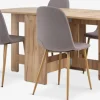 ALLING + JONSTRUPMesa ALLING L100/163 roble cálido + 4 sillas JONSTRUP gris