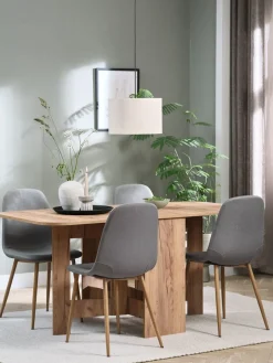 ALLING + JONSTRUPMesa ALLING L100/163 roble cálido + 4 sillas JONSTRUP gris