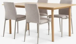 ALSTED + BRANDEMesa ALSTED L160 roble natural + 4 sillas BRANDE beis