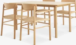 ALSTED + ISLEVMesa ALSTED L160 roble + 4 sillas ISLEV roble reposabrazos