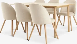 ALSTED + THORUPMesa ALSTED L160 roble natural + 4 sillas THORUP beis/roble