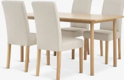 ALSTED + TUREBYMesa ALSTED L160 roble natural + 4 sillas TUREBY beis