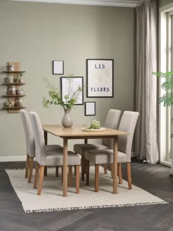 ALSTED + TUREBYMesa ALSTED L160 roble natural + 4 sillas TUREBY beis