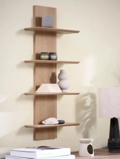 BORUMEstante de pared BORUM 4 estantes color roble natural