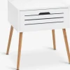 BROBYMesita de noche BROBY 1 cajón color bambú/blanco
