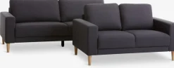 EGENSEConjunto de sofás EGENSE 2 unidades tela gris oscuro