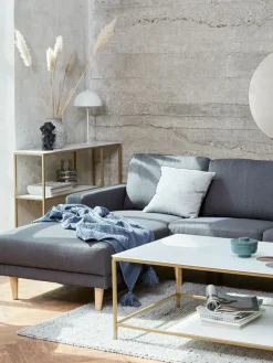 EGENSESofá EGENSE chaise longue tela gris oscuro