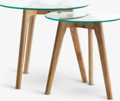 FALSLEDMesas nido FALSLED Ø50/40 cristal/roble natural juego de 2