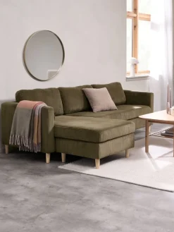FALSLEVSofá FALSLEV chaise longue pana verde oliva