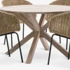 FUGLSAND + TUERNEMesa FUGLSAND Ø120 madera dura + 4 sillas TUERNE natural