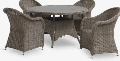 GAMMELBYMesa GAMMELBY Ø130 + 4 sillas GAMMELBY gris
