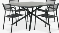 GOTHENBURG + HEMSEDALMesa GOTHENBURG L120 gris + 4 sillas HEMSEDAL negro