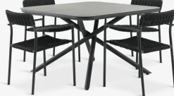 GOTHENBURG + TRILLEVALLENMesa GOTHENBURG L120 gris + 4 sillas TRILLEVALLEN negro