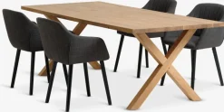 GRIBSKOV + ADSLEVMesa GRIBSKOV L230 roble natural + 4 sillas ADSLEV antracita
