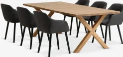 GRIBSKOV + ADSLEVMesa GRIBSKOV L230 roble natural + 4 sillas ADSLEV antracita