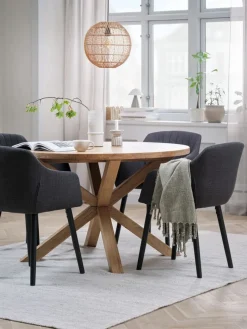 GRIBSKOV + ADSLEVMesa GRIBSKOV Ø120 roble natural +4 sillas ADSLEV antracita
