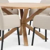 GRIBSKOV + SOTTRUPMesa GRIBSKOV Ø120 roble natural+4 sillas SOTTRUP beis/negro