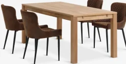 HAGE + PEBRINGEMesa HAGE L190 roble natural + 4 PEBRINGE marrón/negro