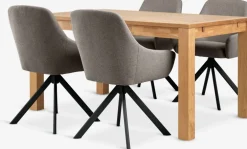 HAGE + ROSTRUPMesa HAGE L150 roble natural + 4 sillas ROSTRUP arena/negro