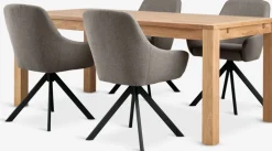 HAGE + ROSTRUPMesa HAGE L190 roble natural + 4 sillas ROSTRUP arena/negro