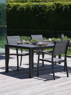 HAGEN + STRANDBYMesa HAGEN L214 + 4 sillas STRANDBY gris