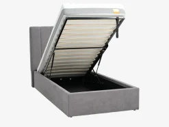 HASLEVEstructura cama HASLEV con almacenaj 90x200 tela gris oscuro