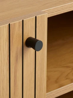 HEMDRUPMueble TV HEMDRUP 2 puertas color roble cálido/negro