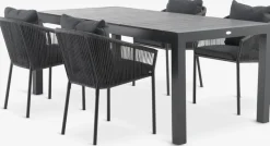 HESTEHAVE + GILJAMesa HESTEHAVE L205/275 negro + 4 sillas GILJA gris