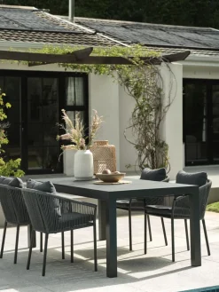 HESTEHAVE + GILJAMesa HESTEHAVE L205/275 negro + 4 sillas GILJA gris