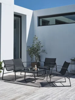 HORNSLETConjunto muebles jardín HORNSLET 4 plazas negro