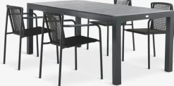 HSTEHAVE + KRISTIANSTADMesa HESTEHAVE L205/275 negro + 4 sillas KRISTIANSTAD verde