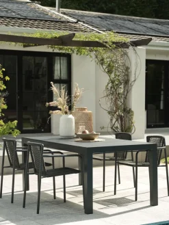 HSTEHAVE + KRISTIANSTADMesa HESTEHAVE L205/275 negro + 4 sillas KRISTIANSTAD verde