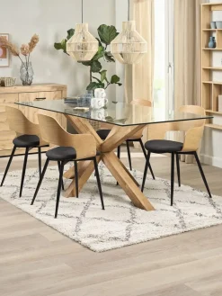 HVIDOVRESilla de comedor HVIDOVRE roble natural/tela negro
