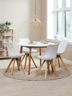 JEGIND + BLOKHUSMesa JEGIND Ø105 blanco + 4 sillas BLOKHUS blanco