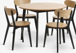 JEGINDMesa JEGIND Ø105 roble natural + 4 sillas JEGIND roble/negro