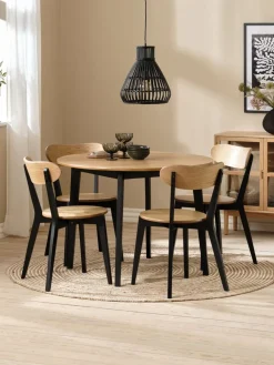 JEGINDMesa JEGIND Ø105 roble natural + 4 sillas JEGIND roble/negro