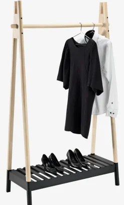 JENNETBurro para ropa JENNET con estante zapatero natural/negro