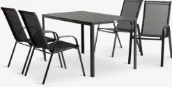 JERSORE + LEKNESMesa JERSORE L140 + 4 sillas LEKNES negro
