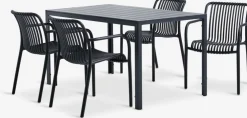 JERSORE + NABBENMesa JERSORE L140 + 4 sillas NABBEN negro