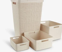 JUTECesta JUTE 12L plástico blanco crudo