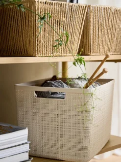 JUTECesta JUTE 20L plástico blanco crudo