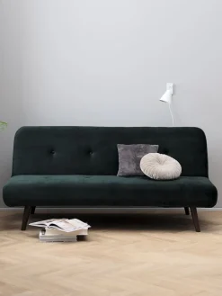 JUVRESofá cama JUVRE terciopelo verde oscuro/nogal