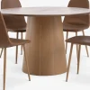 KLIPLEV + JONSTRUPMesa KLIPLEV Ø120 roble natural + 4 sillas JONSTRUP marrón