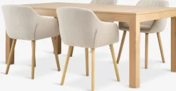 KORSKRO + ADSLEVMesa KORSKRO L200/326 roble natural + 4 sillas ADSLEV beis