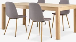KORSKRO + JONSTRUPMesa KORSKRO L200/326 roble natural + 4 sillas JONSTRUP gris
